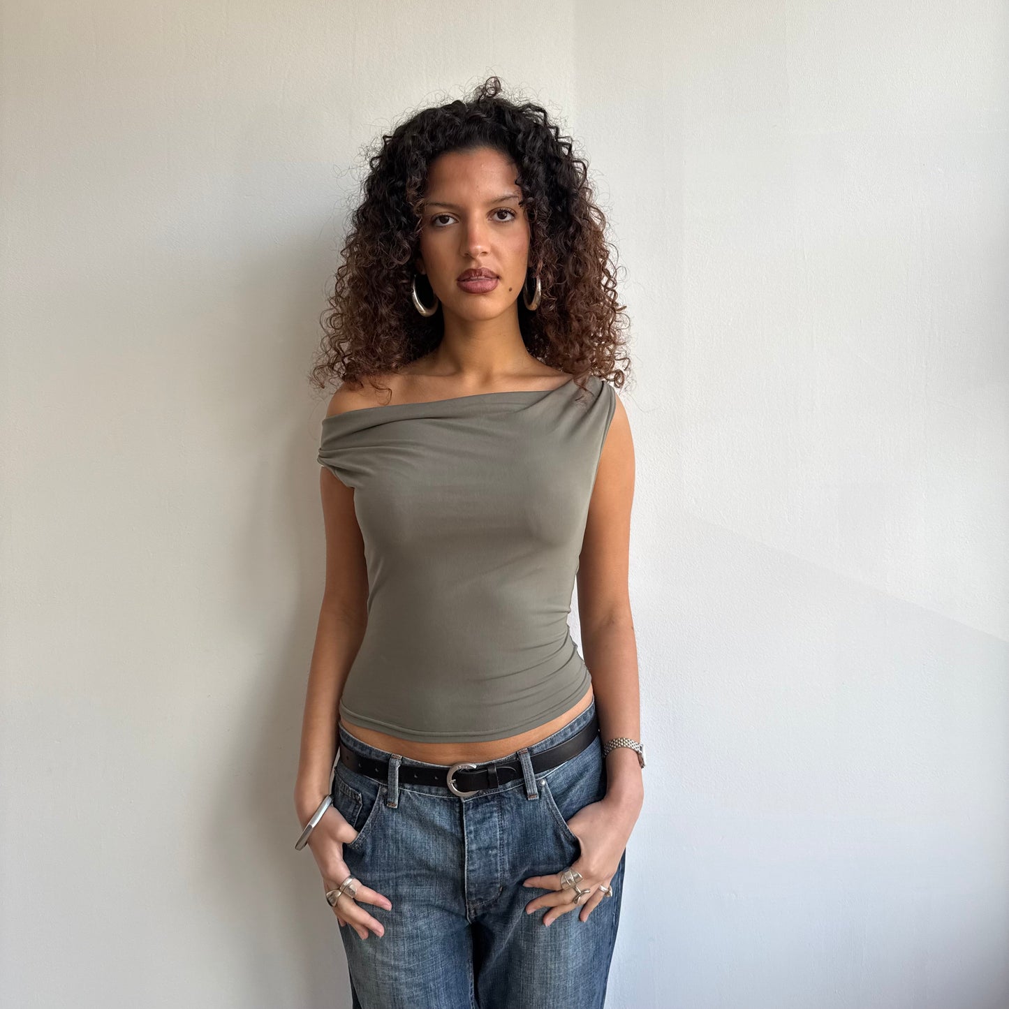 Khaki slouchy top - Size S