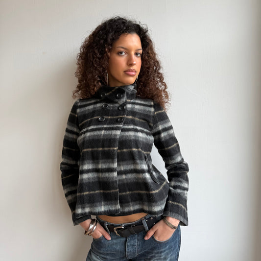 Plaid peacoat - Size S