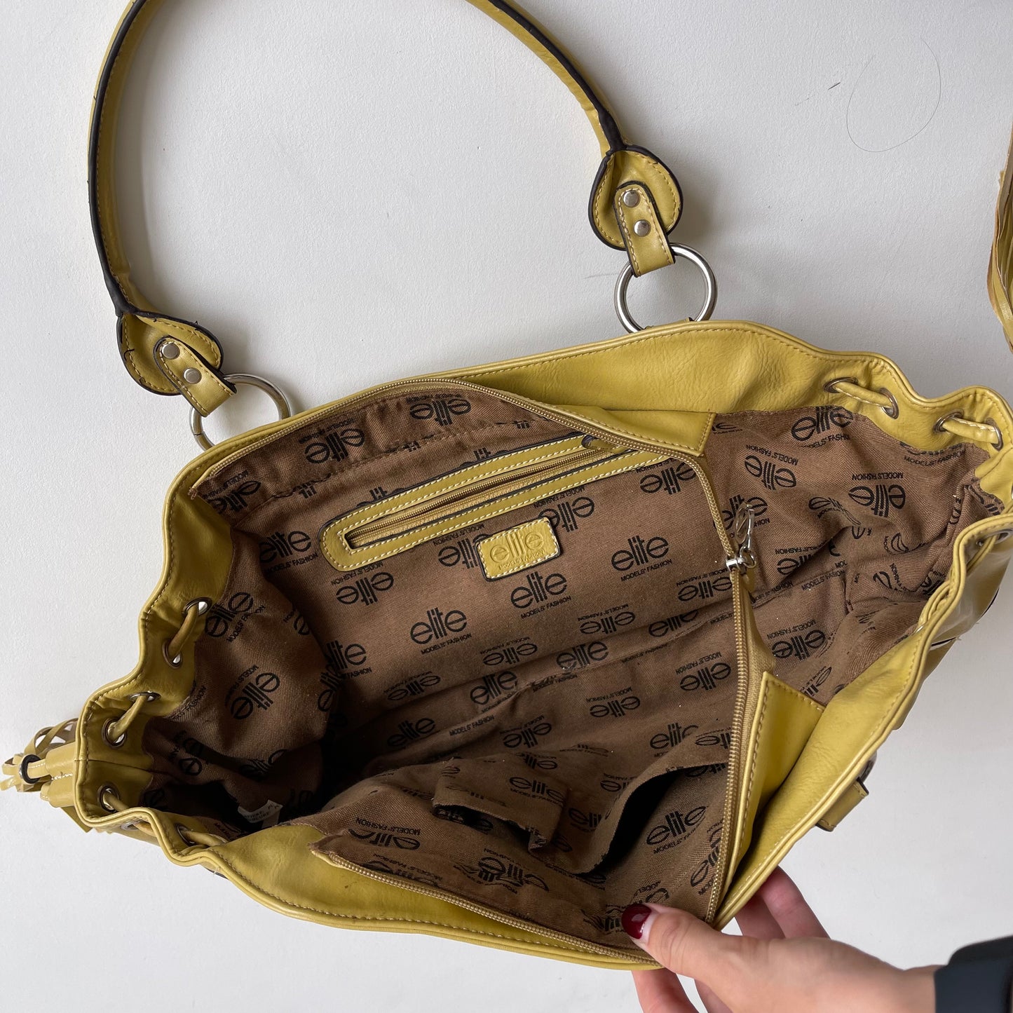 Yellow leather buckle bag