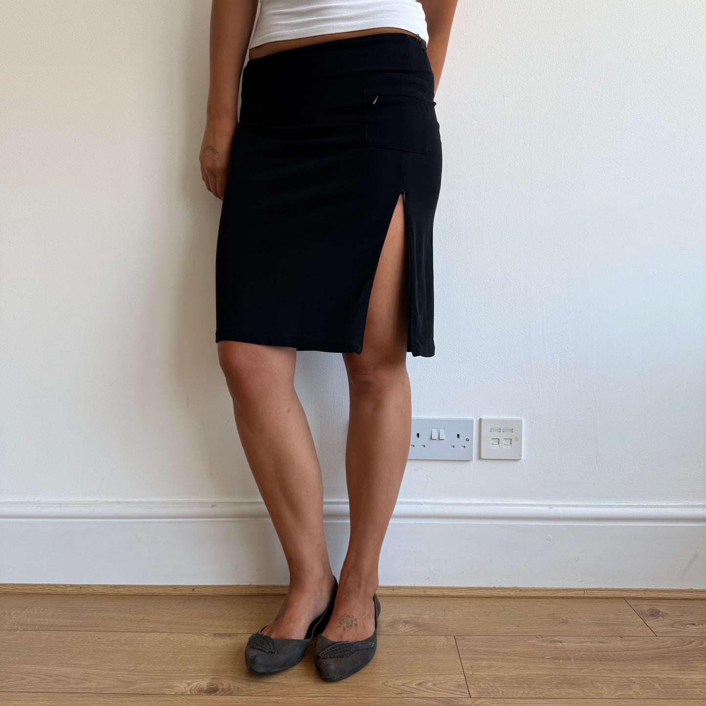 Black Morgan zip midi skirt - Size S