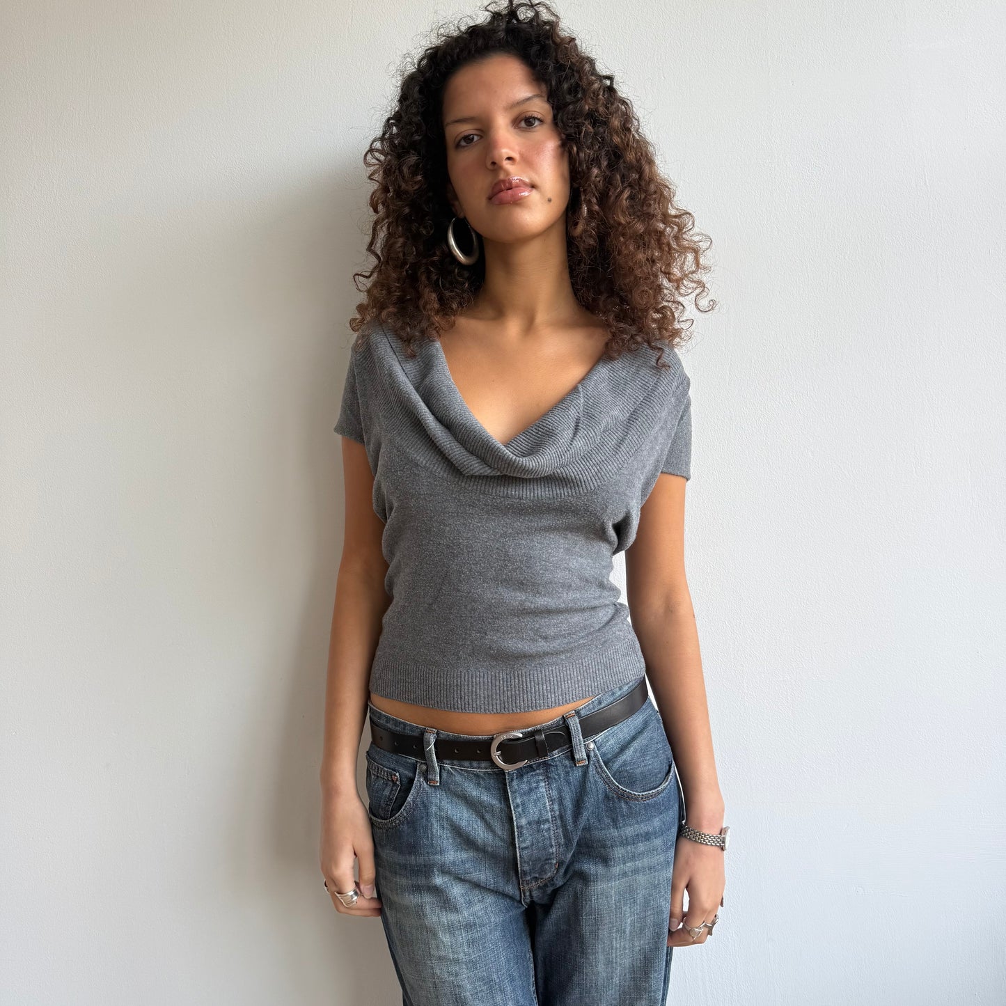 Grey cowl neck knit - Size S