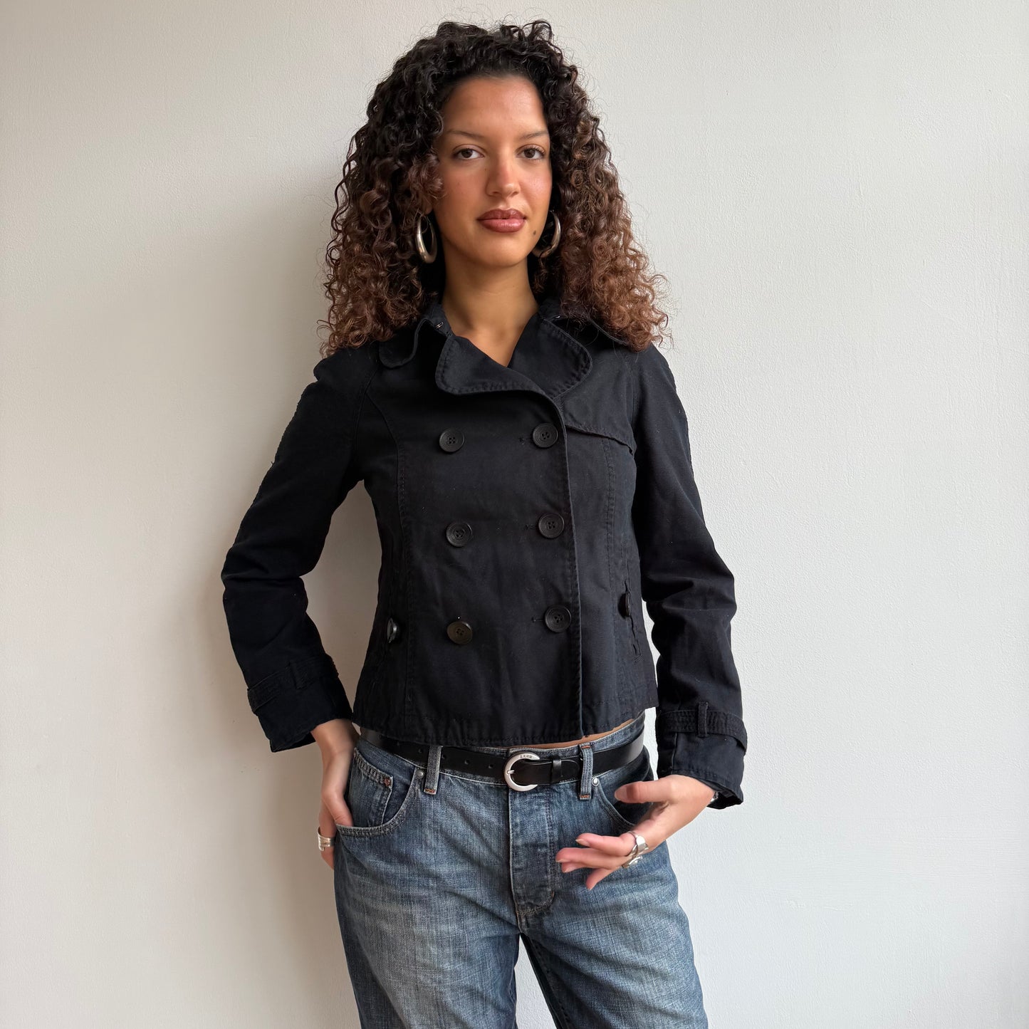 Black double breasted peacoat - Size S