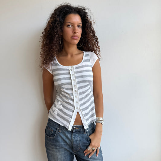 Cop Copine grey stripe cami top - Size S
