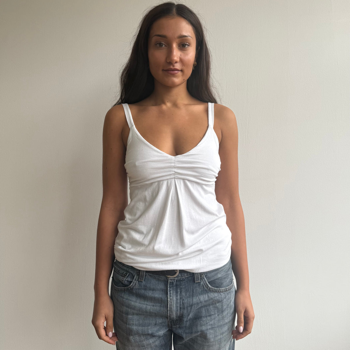 White v-neck cinched tank top - Size S