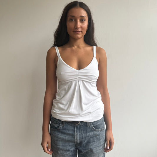 White v-neck cinched tank top - Size S