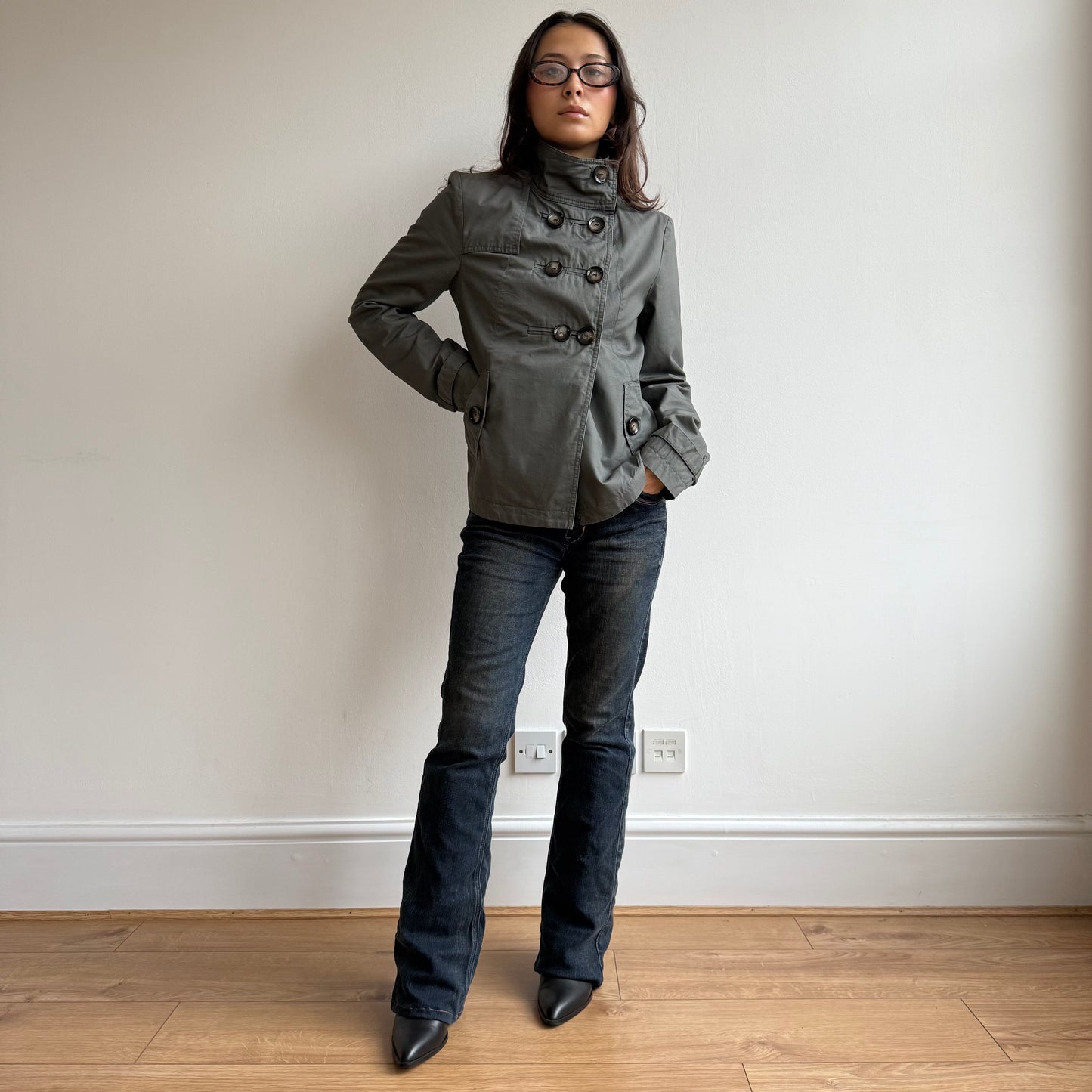 Khaki peacoat - Size S