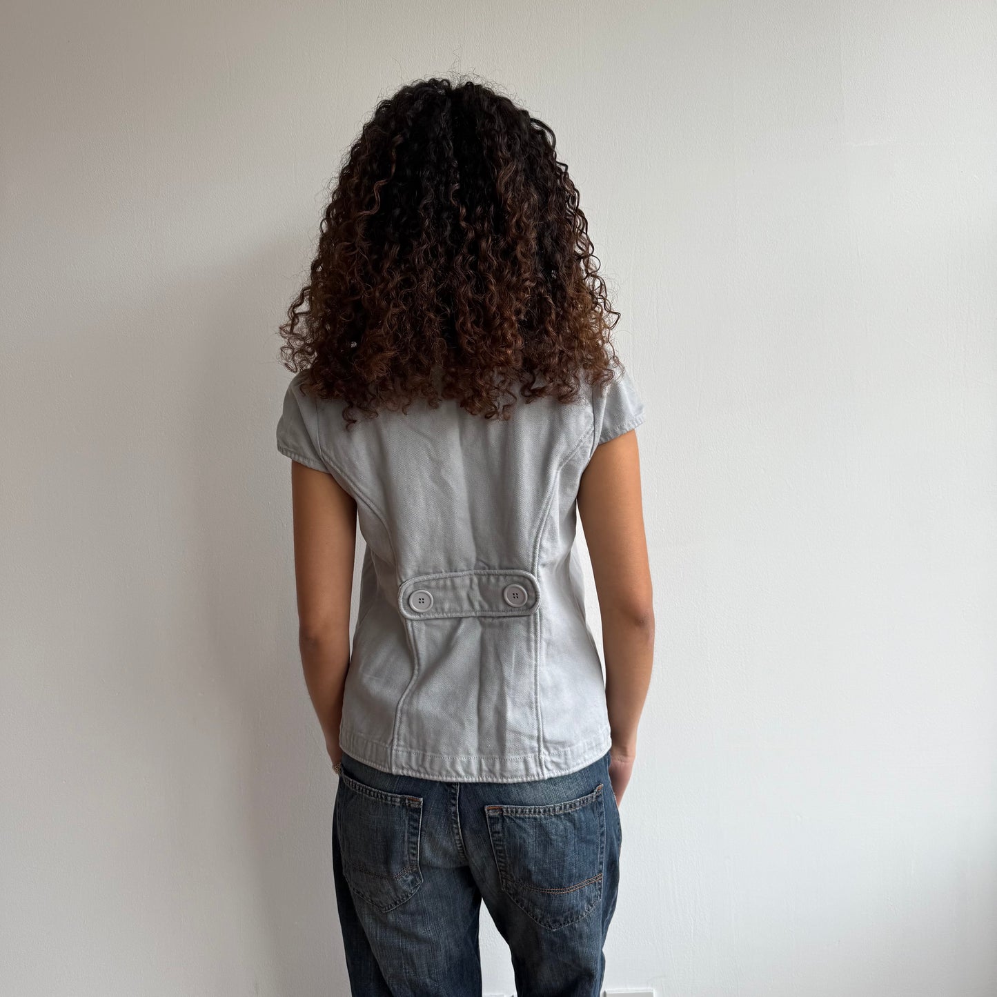 Grey short sleeve peacoat - Size M