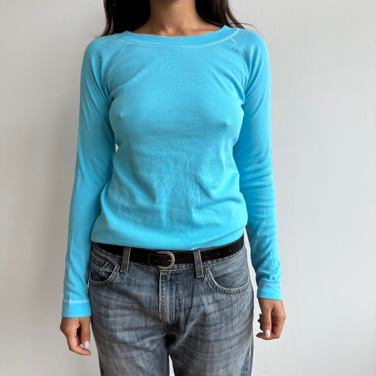 Turquoise stitch top - Size S-M