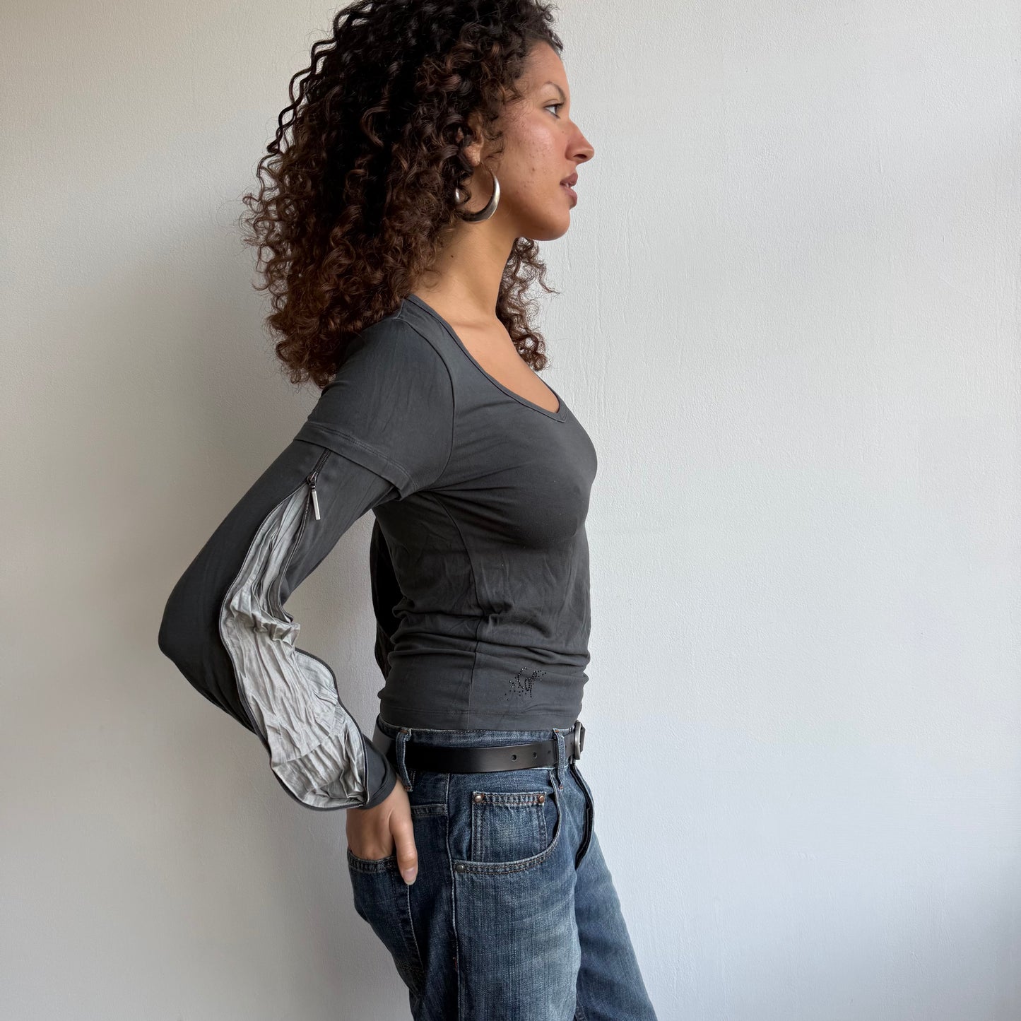 Grey Cop Copine zip top - Size S