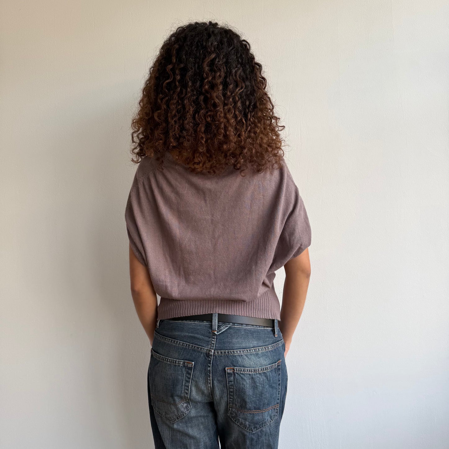 Mauve/taupe short sleeve knit - Size S