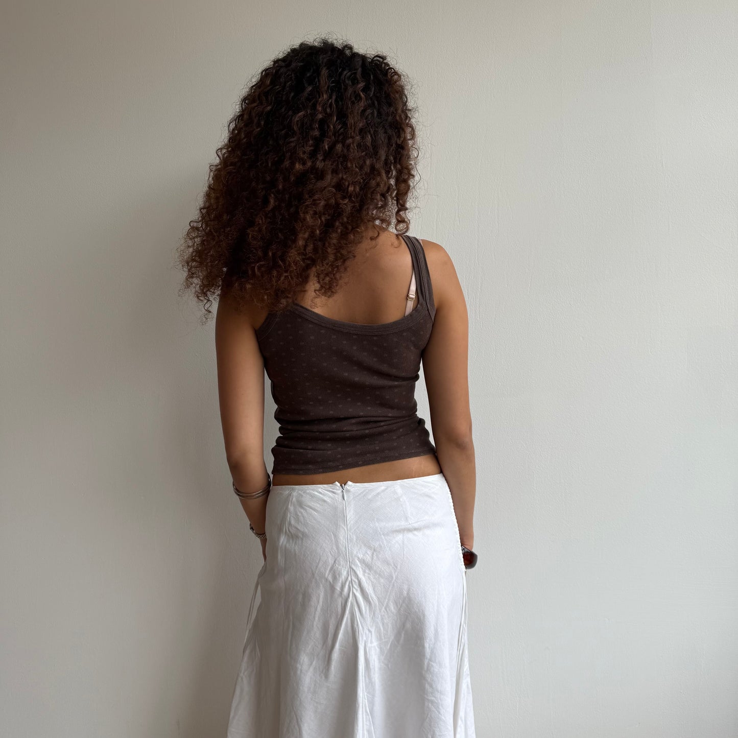 Brown polka dot cami - Size S