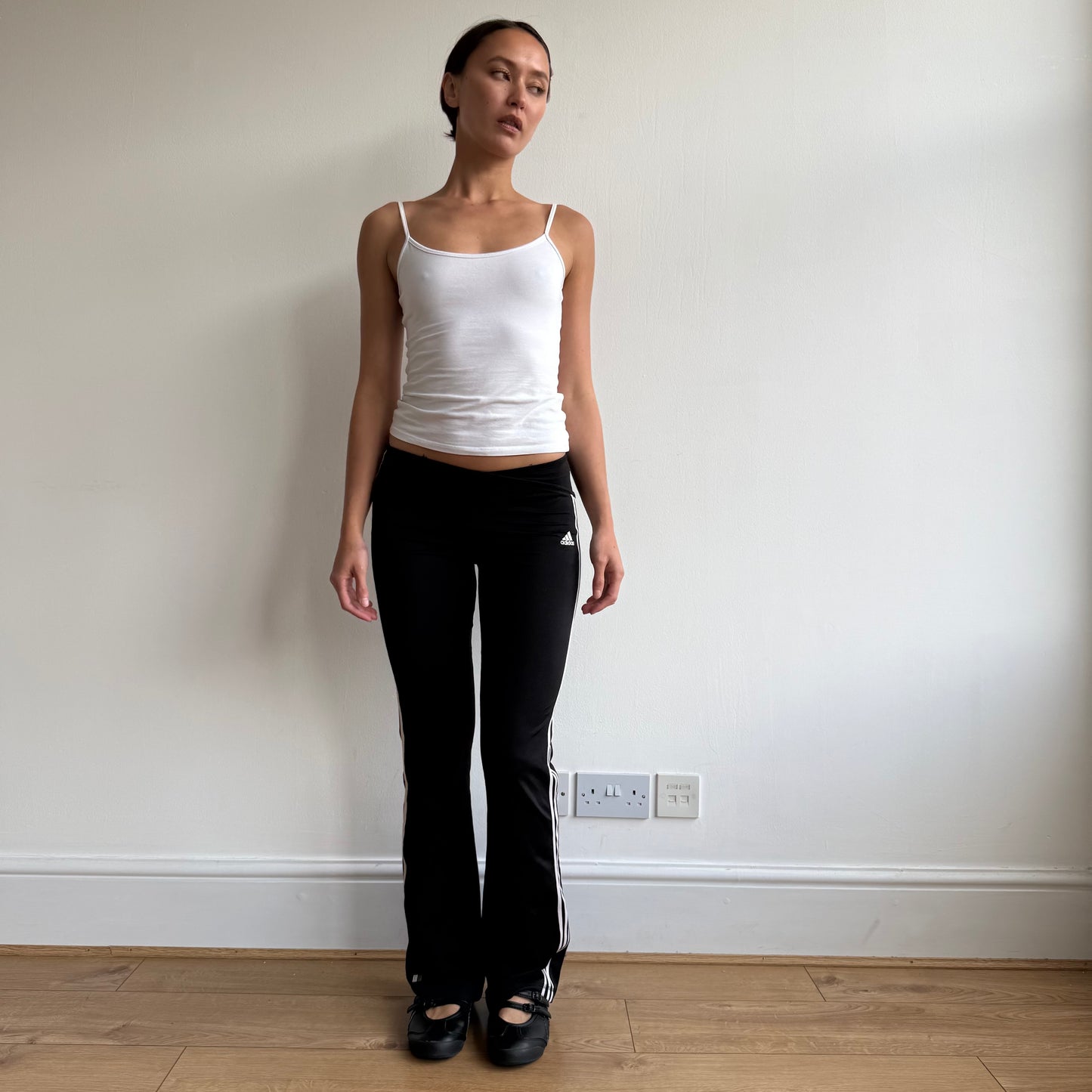 Black Adidas stripe flared yoga pants - Size XS