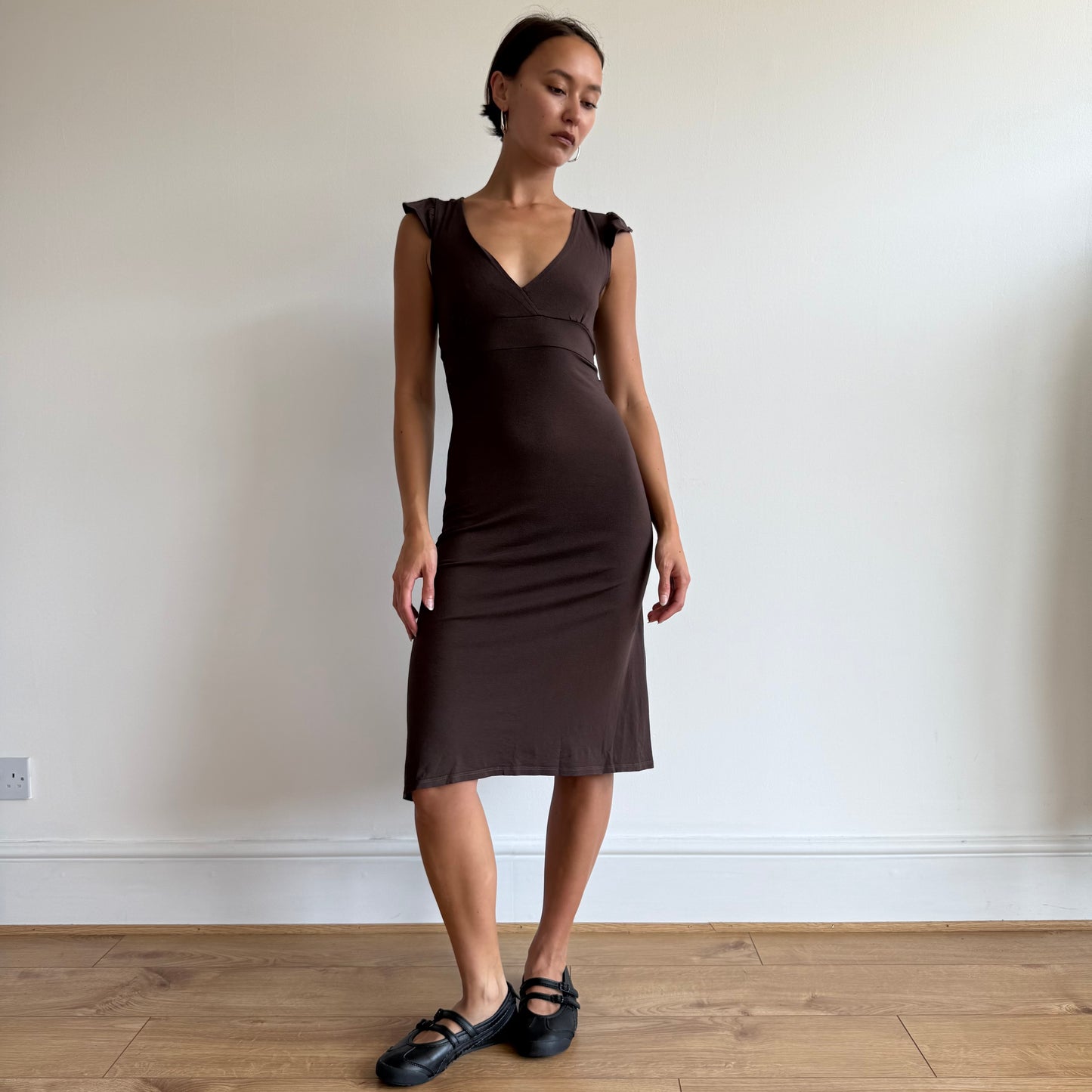 Brown keyhole midi dress - Size S