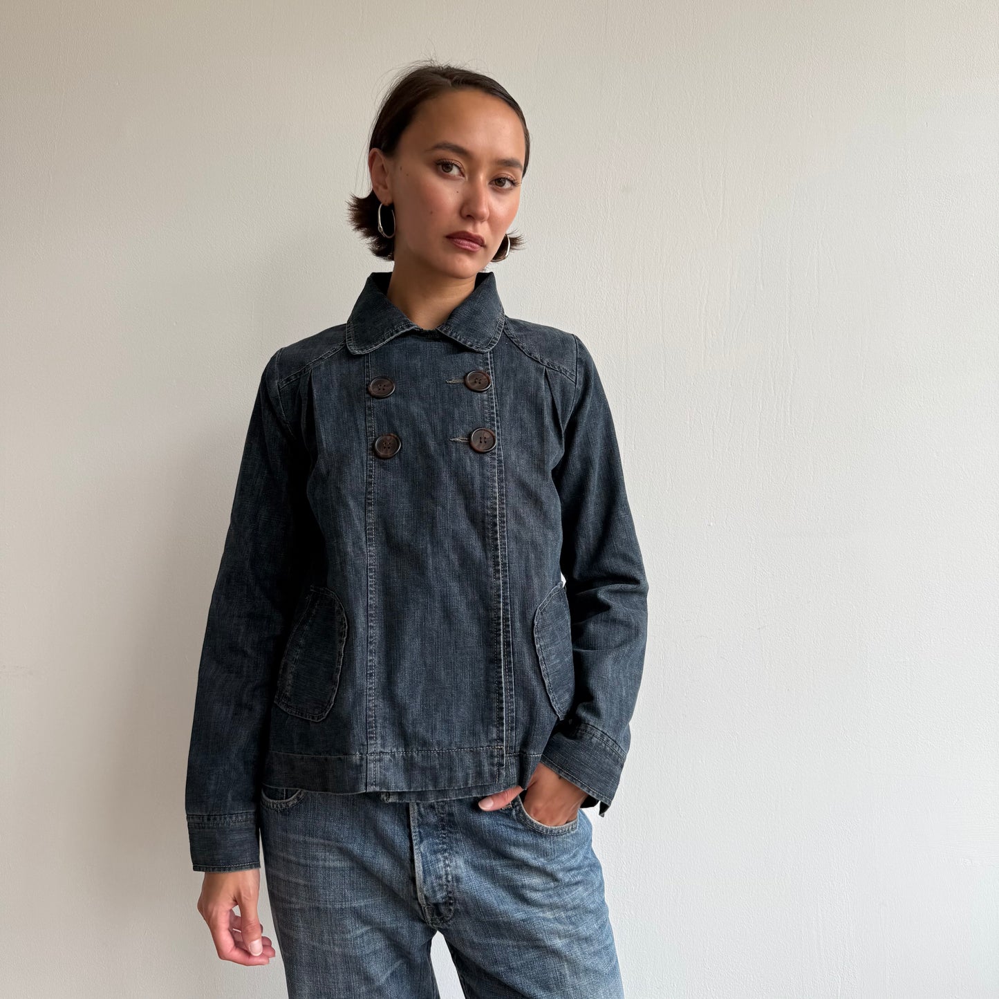Denim long sleeve peacoat - Size M
