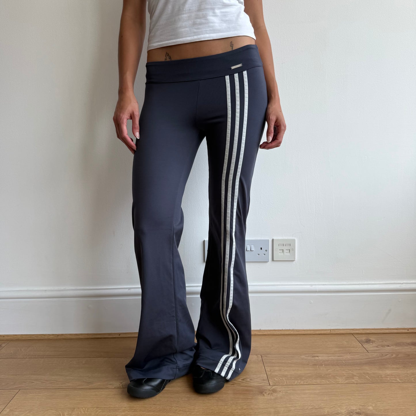 Adidas striped flared yoga pants + top - Size S