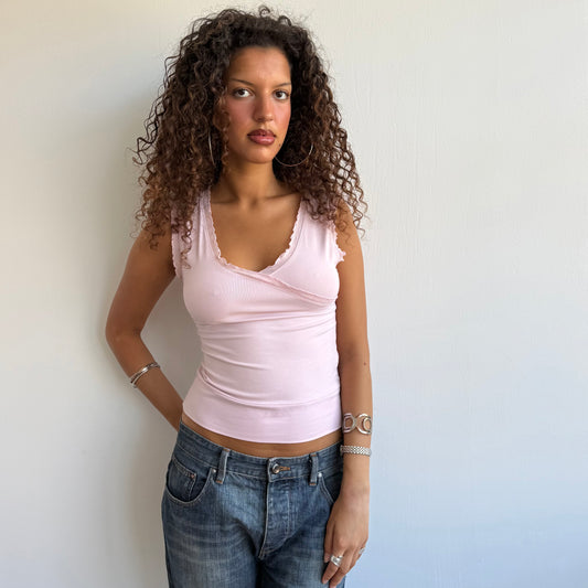 Pink wrap ruffle top - Size S/M