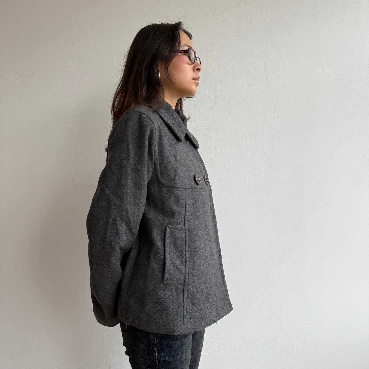 Dark grey peacoat - Size M