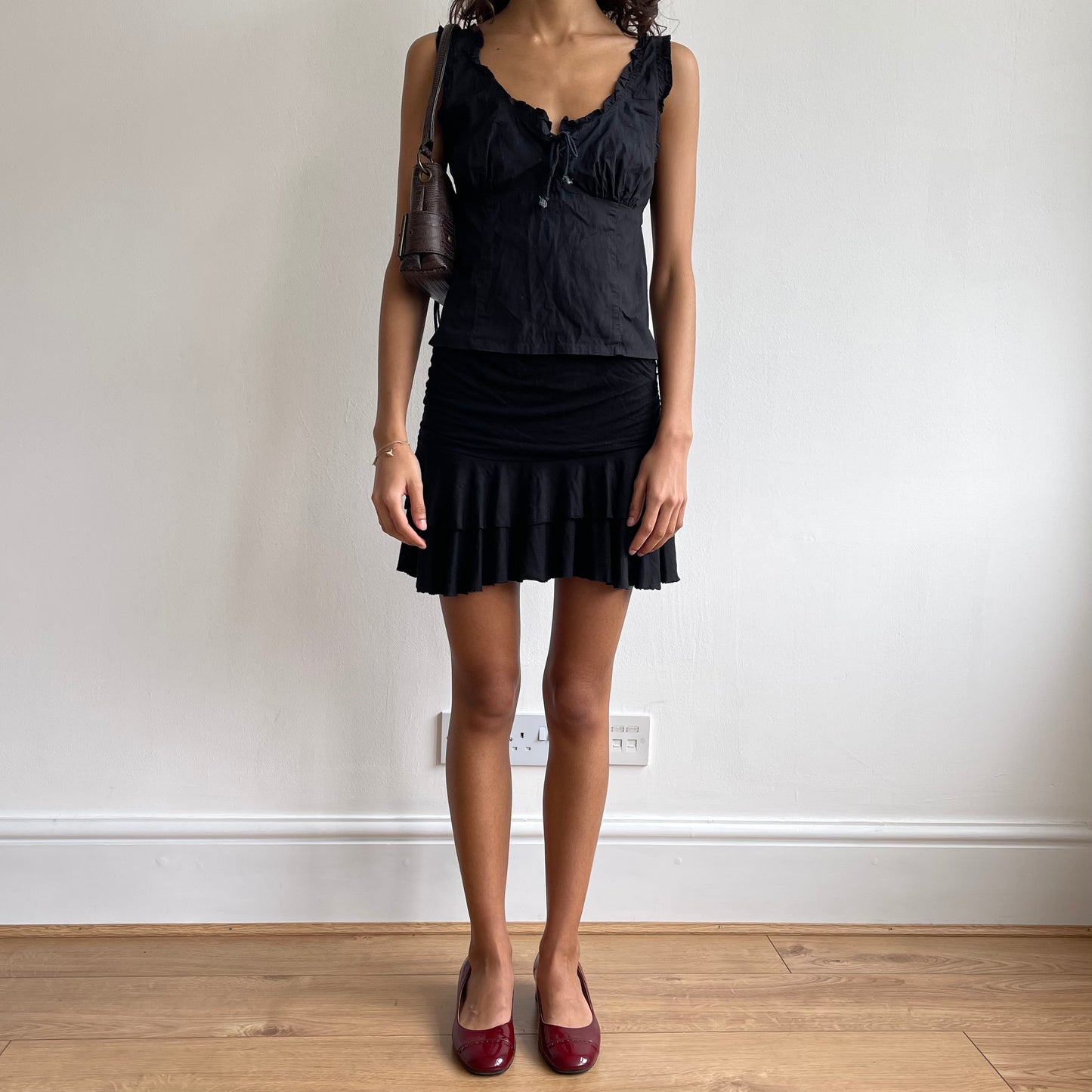 Black milkmaid top - Size S