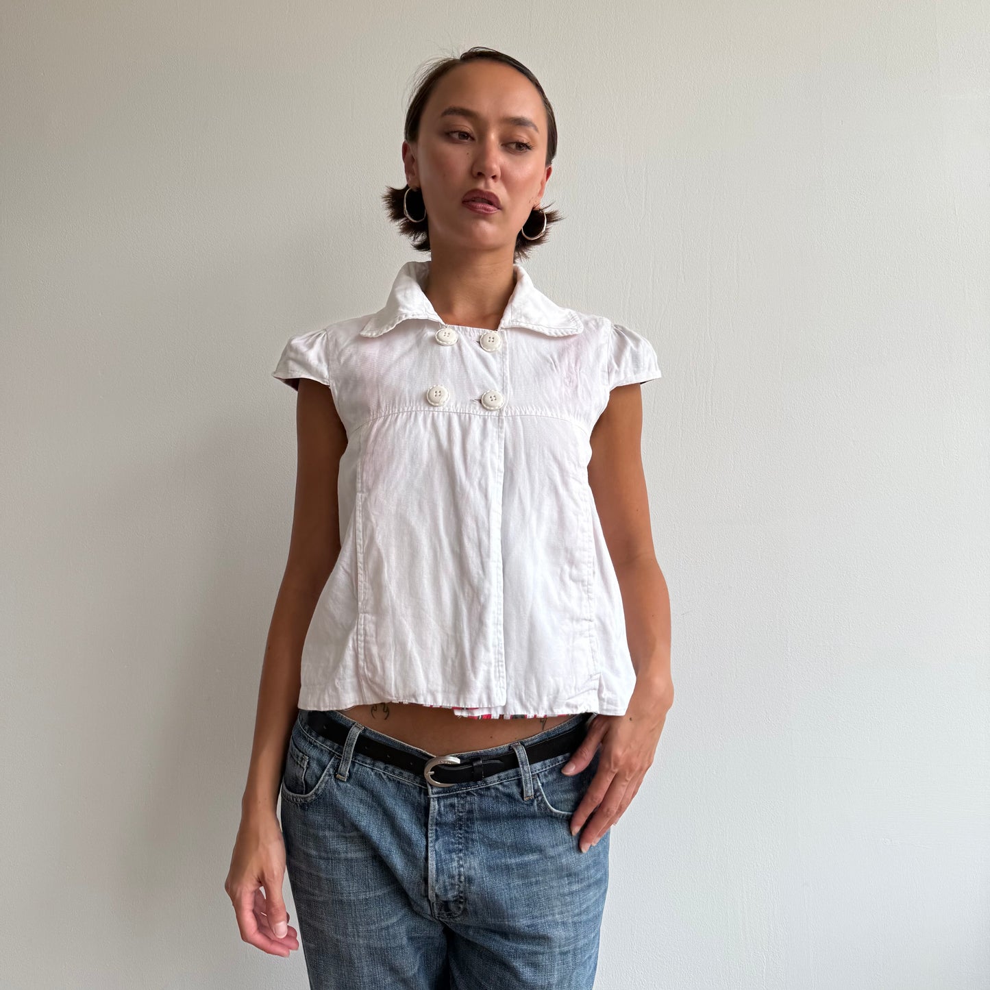 White short sleeve peacoat - Size S