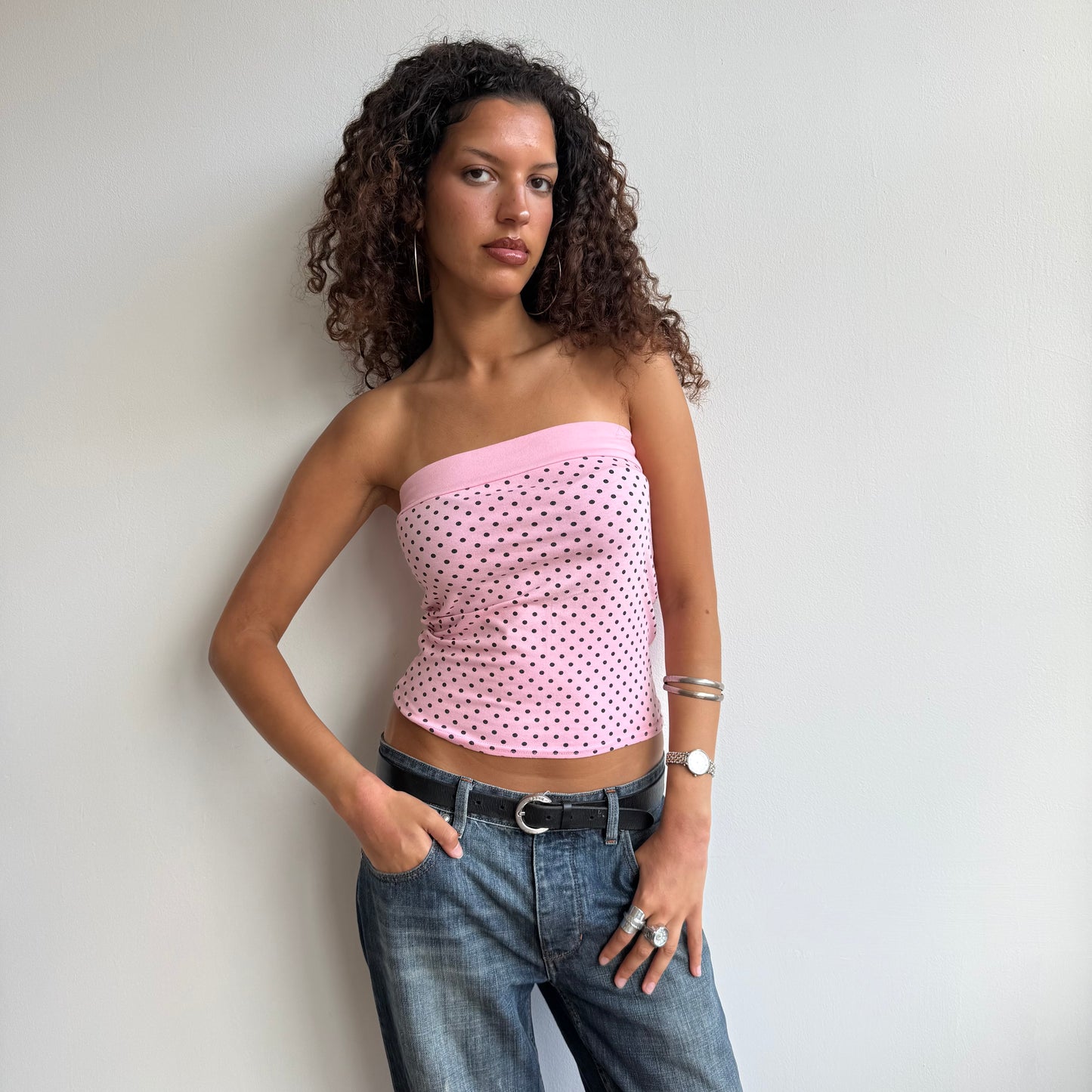 Pink polka dot bandeau - Size M