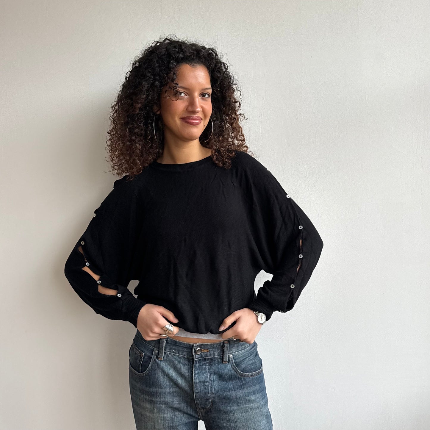 Black slouchy Cop Copine button knit - Size S
