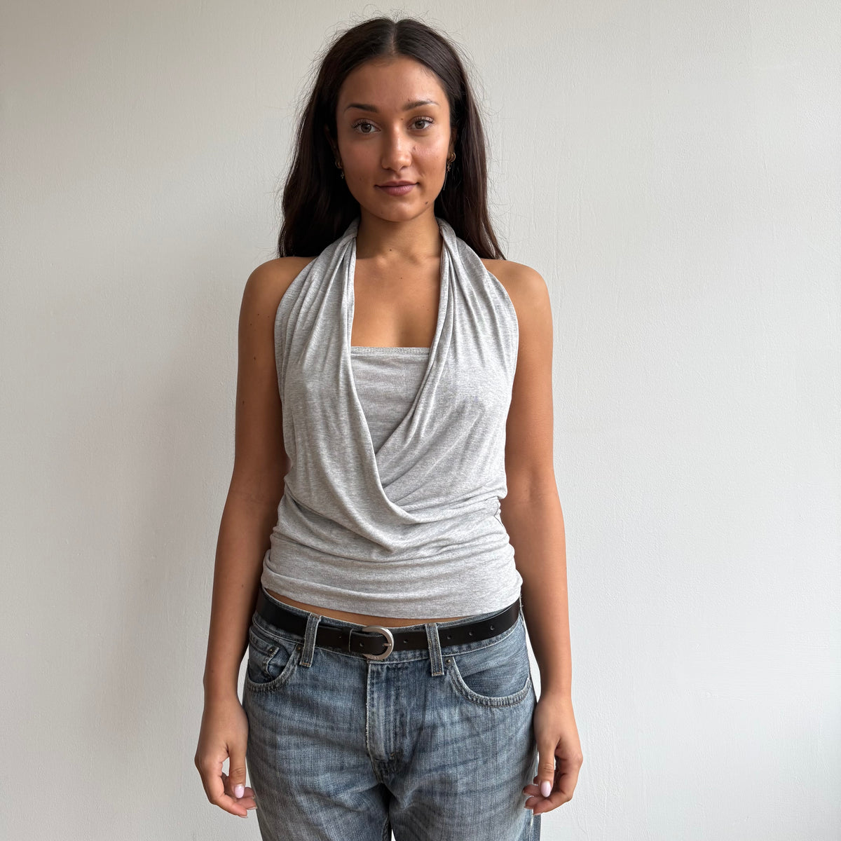 Grey halter wrap top - Size S