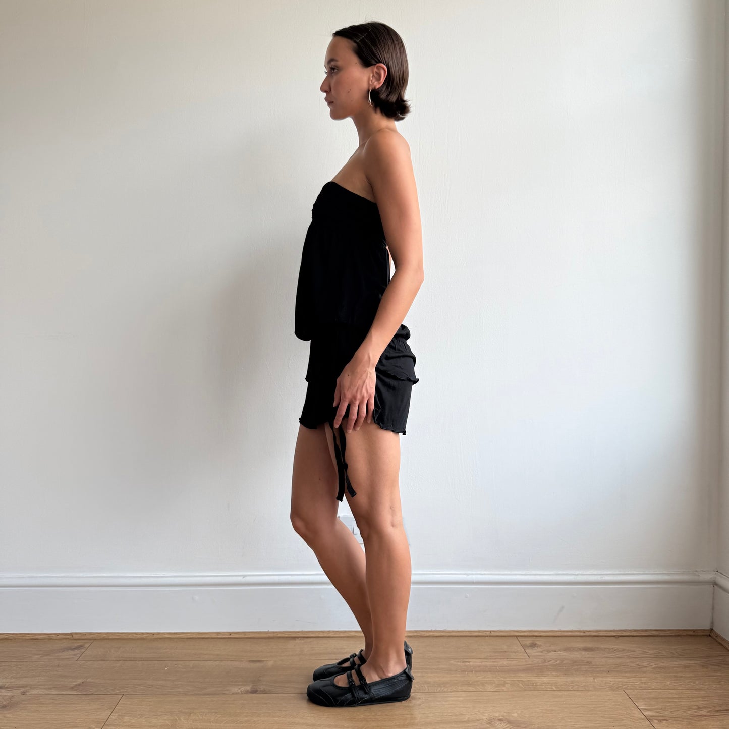 Black ruched mini dress - Size S