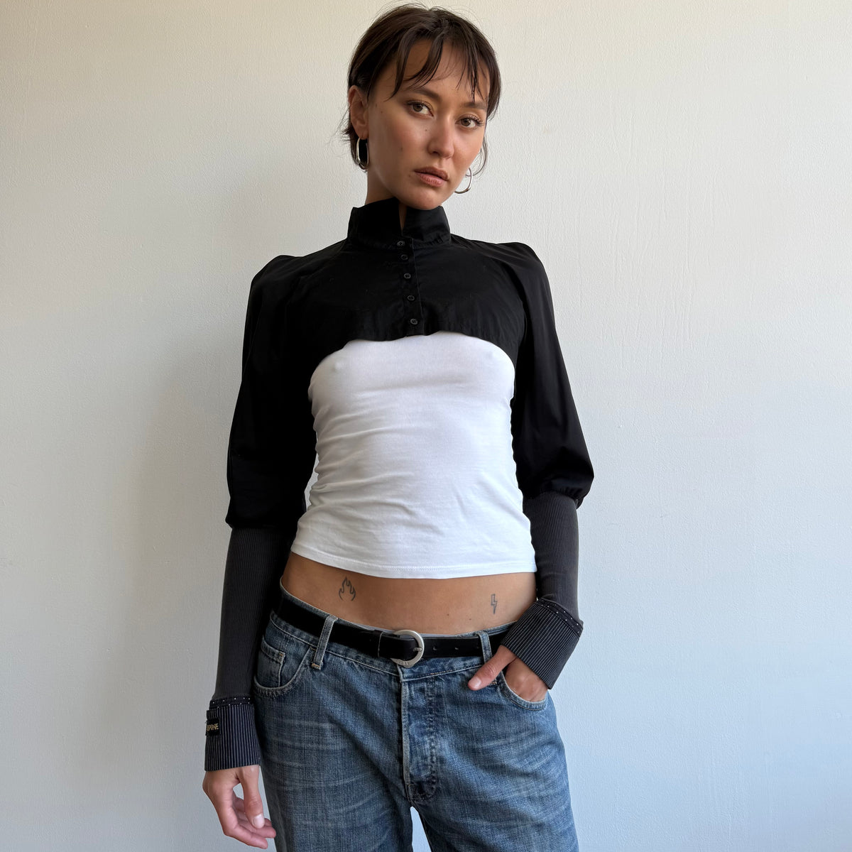 Cop Copine black cropped shirt - Size S