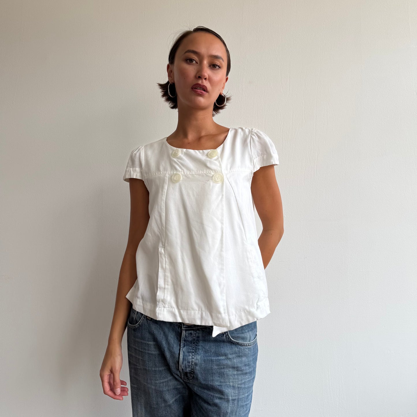 White short sleeve peacoat - Size M-L