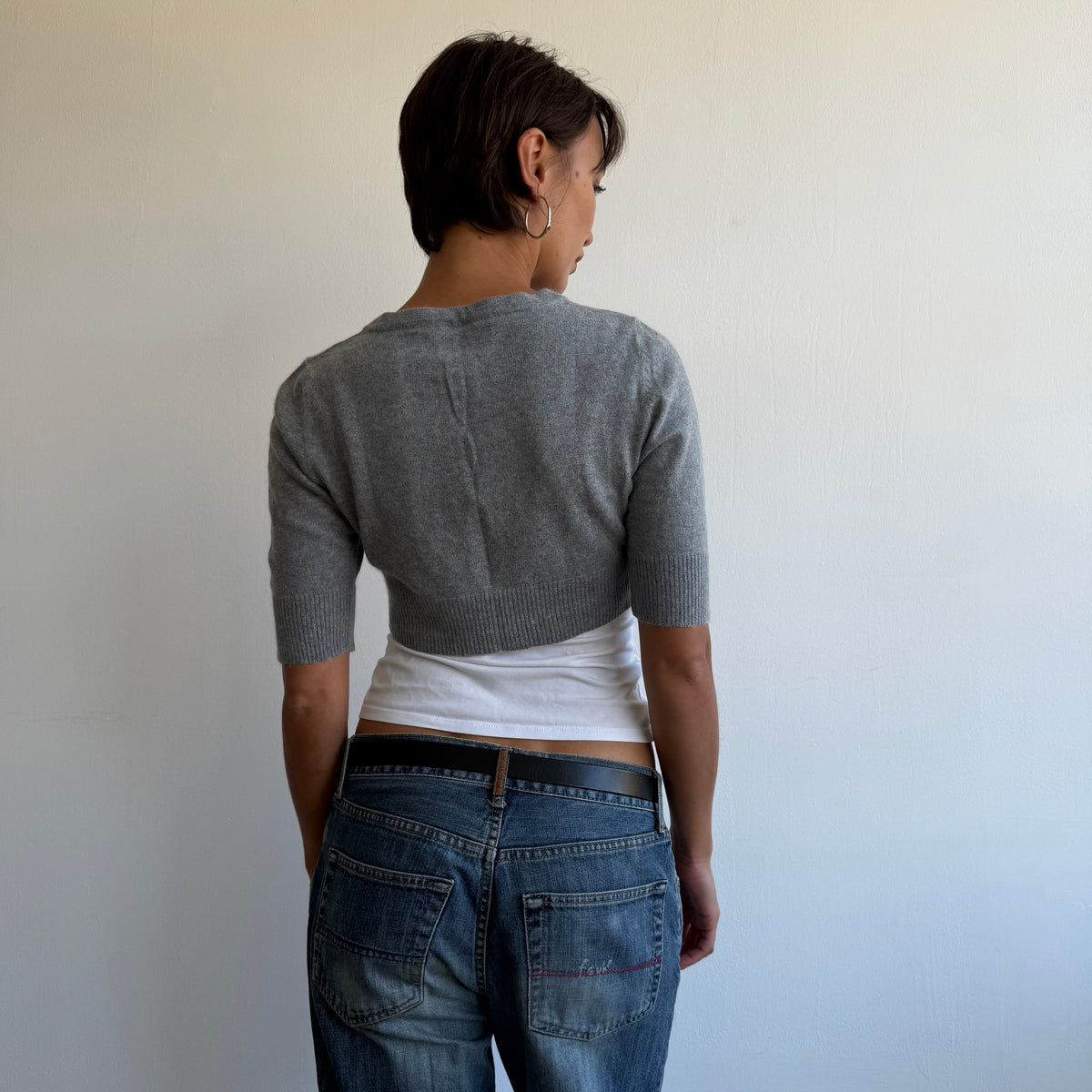 Grey cropped cardi - Size S