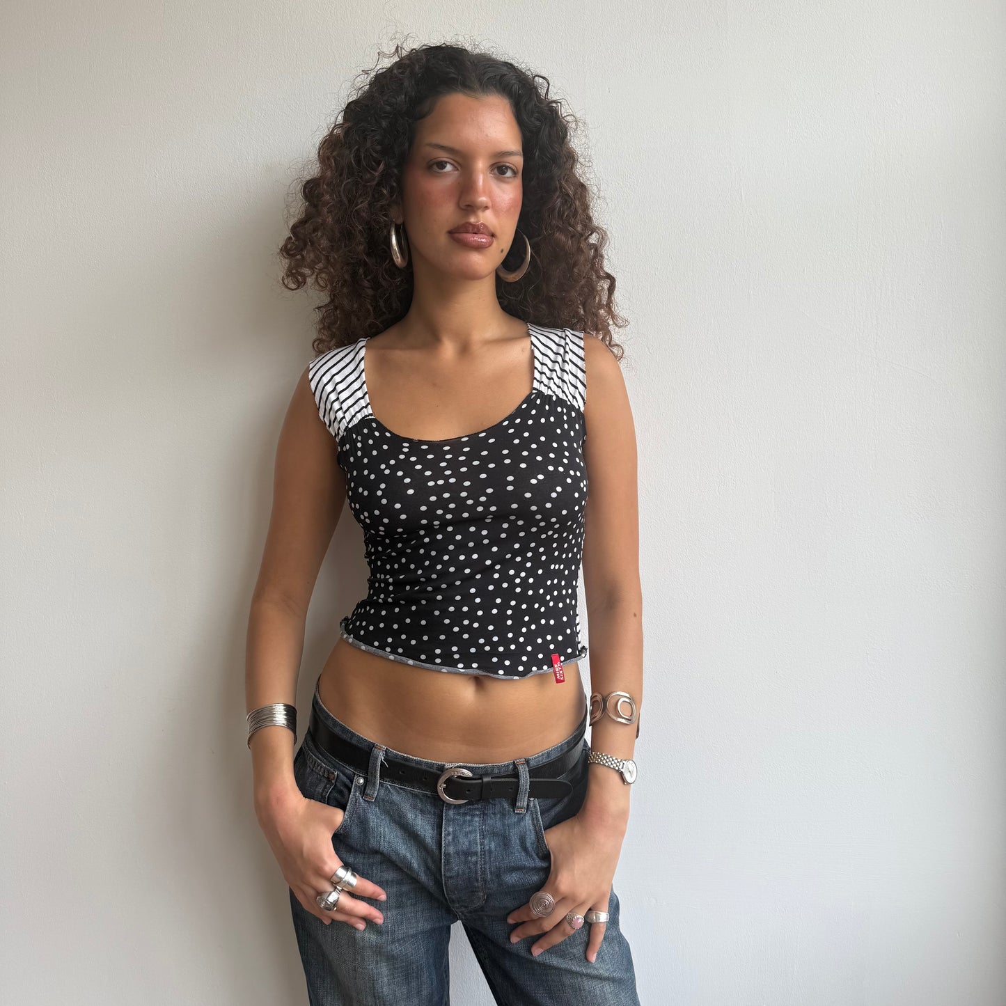 Miss Sixty stripe + polka dot top - Size S