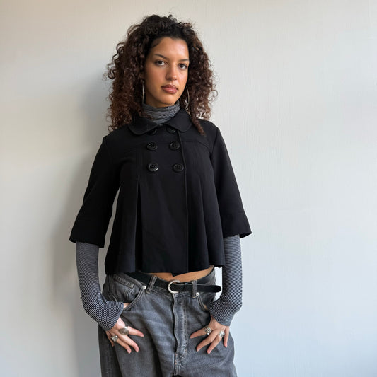 Black pleat peacoat - Size S