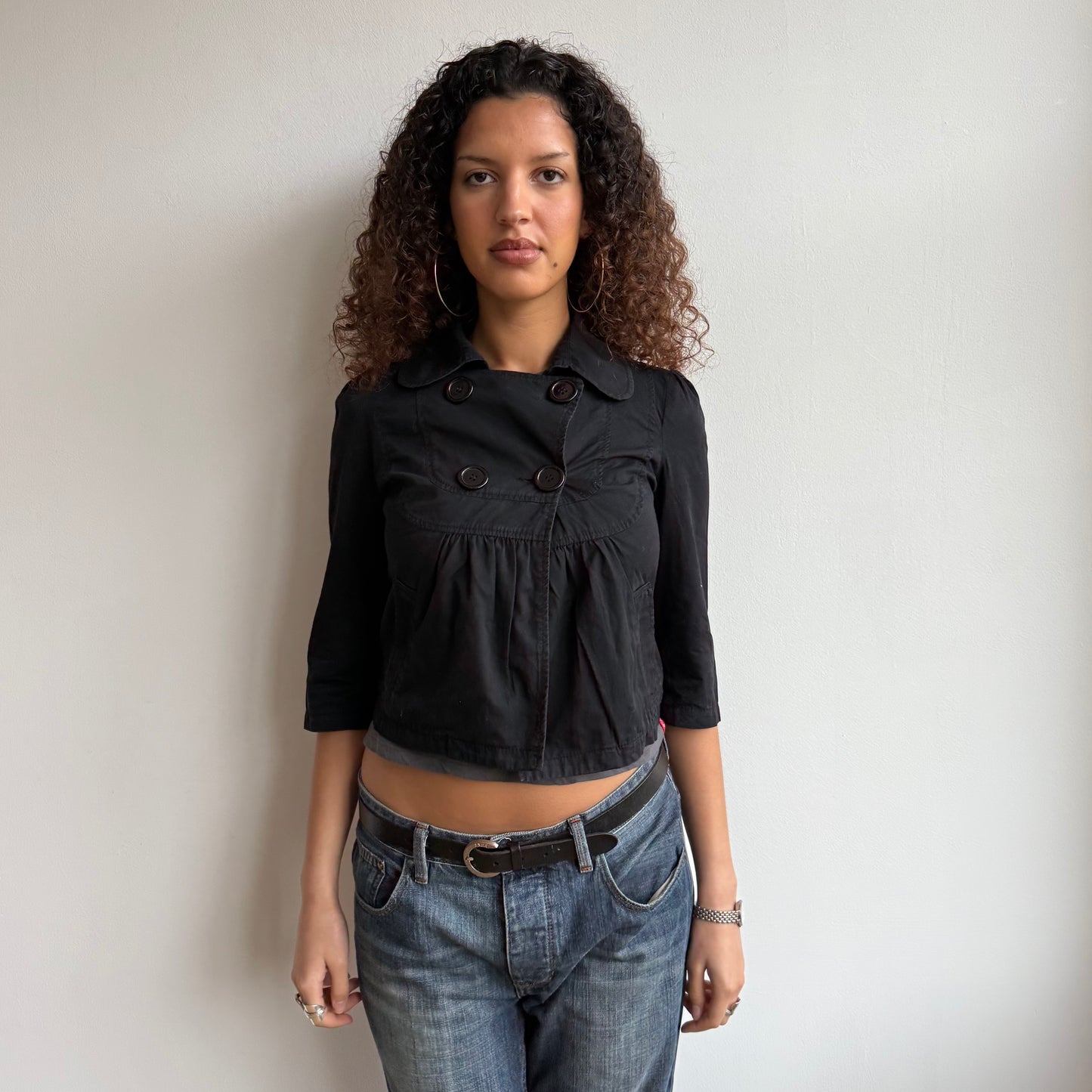 Black 3/4 sleeve jacket - Size XS