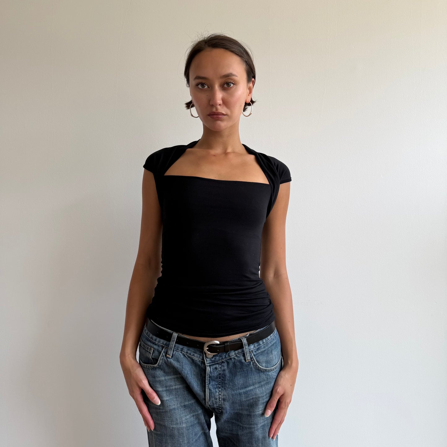 Black keyhole bolero top - Size S