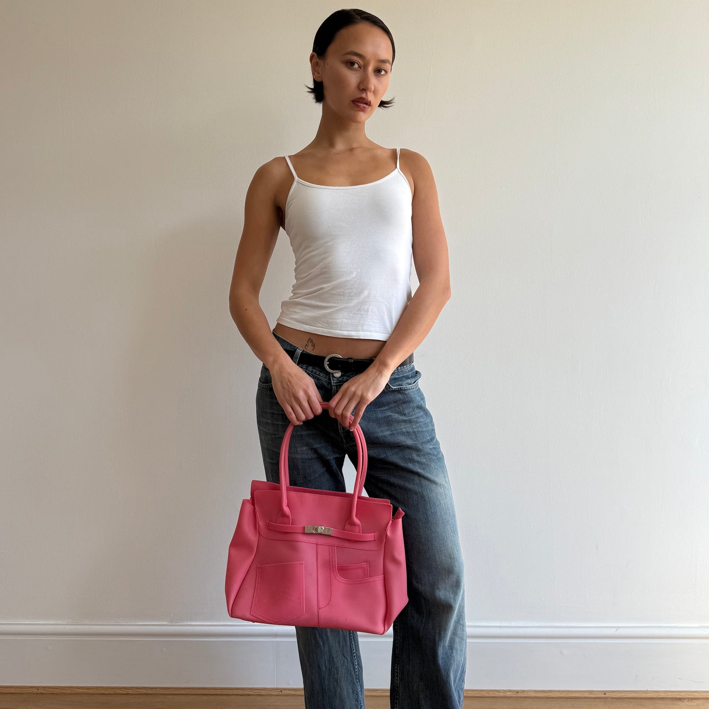Hot pink jelly ‘firkin’ bag - One Size