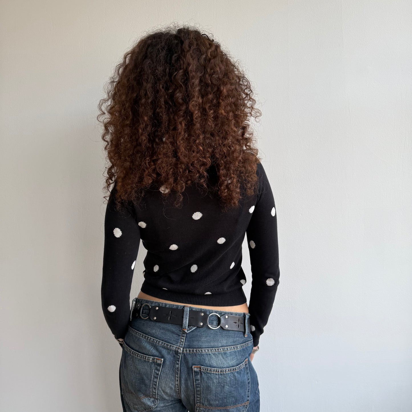 Black polka dot cardigan - Size S