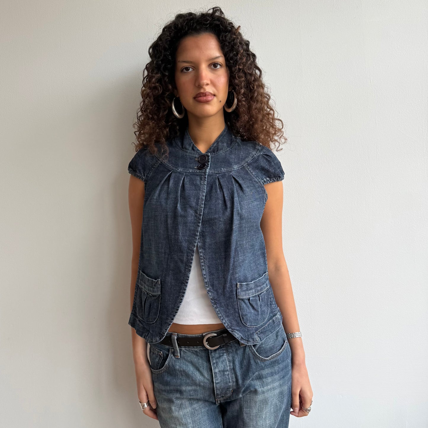 Denim short sleeve peacoat - Size S