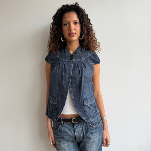 Denim short sleeve peacoat - Size S