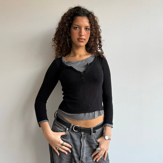 Black and grey double layer knit - Size XS