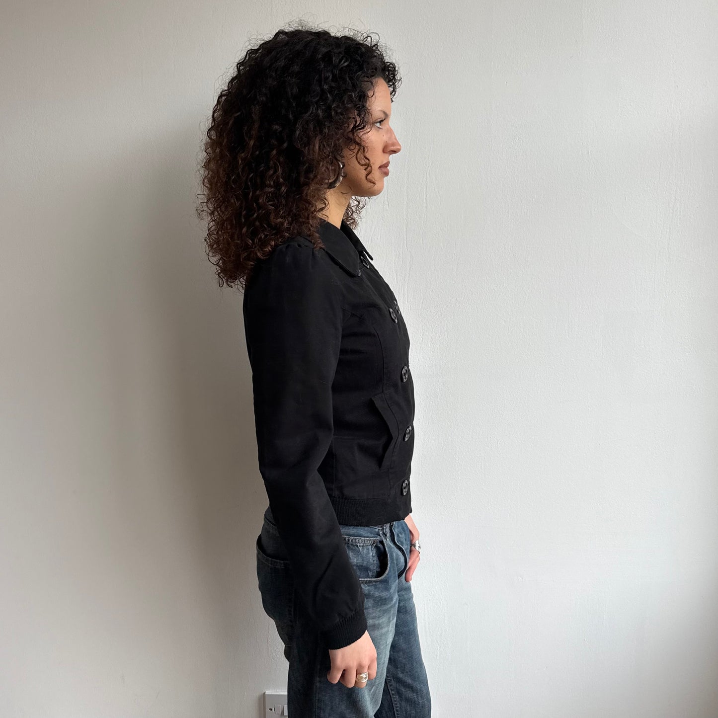 Black double breasted bomber - Size S