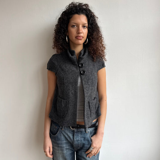 Grey short sleeve peacoat - Size S