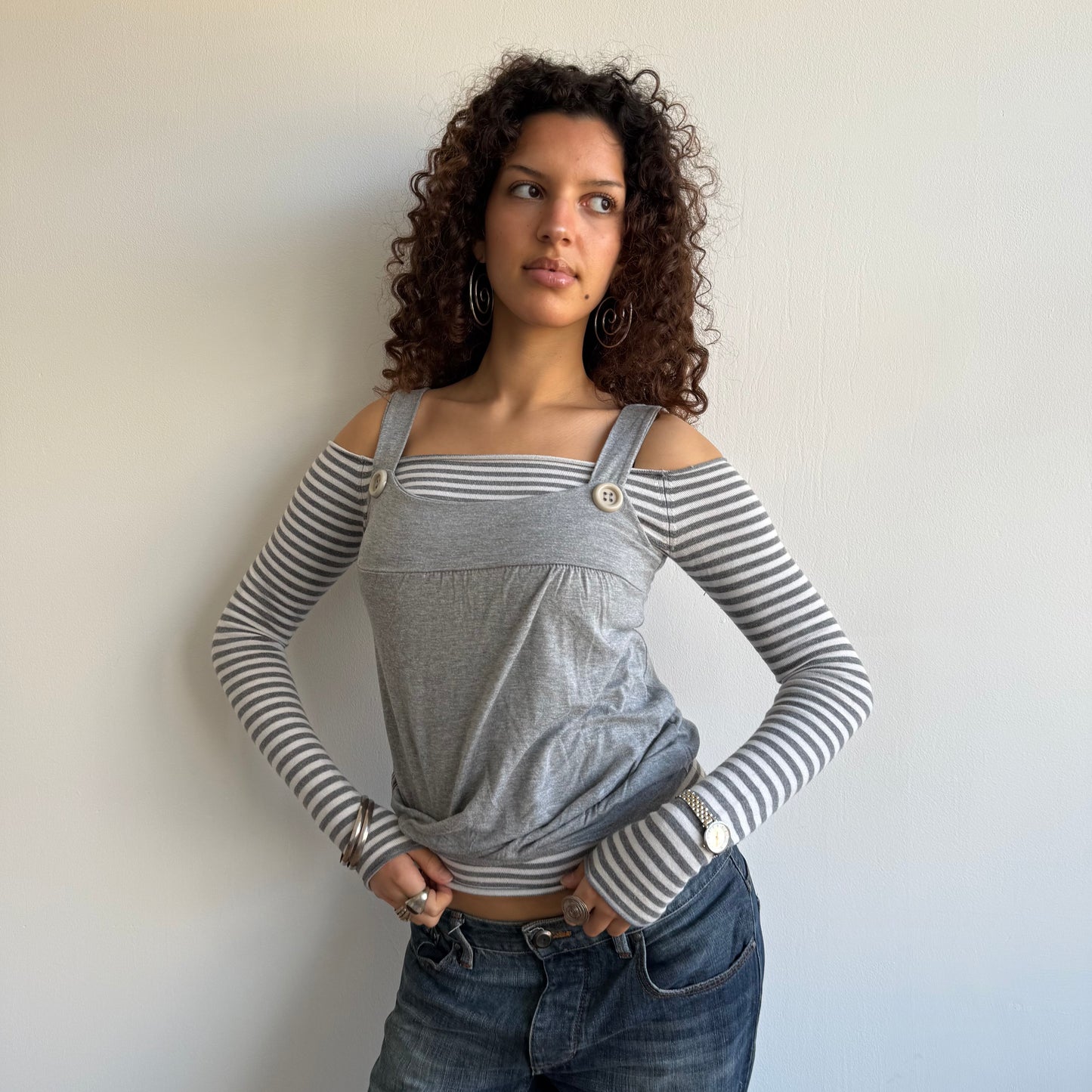 Grey button cami - Size S