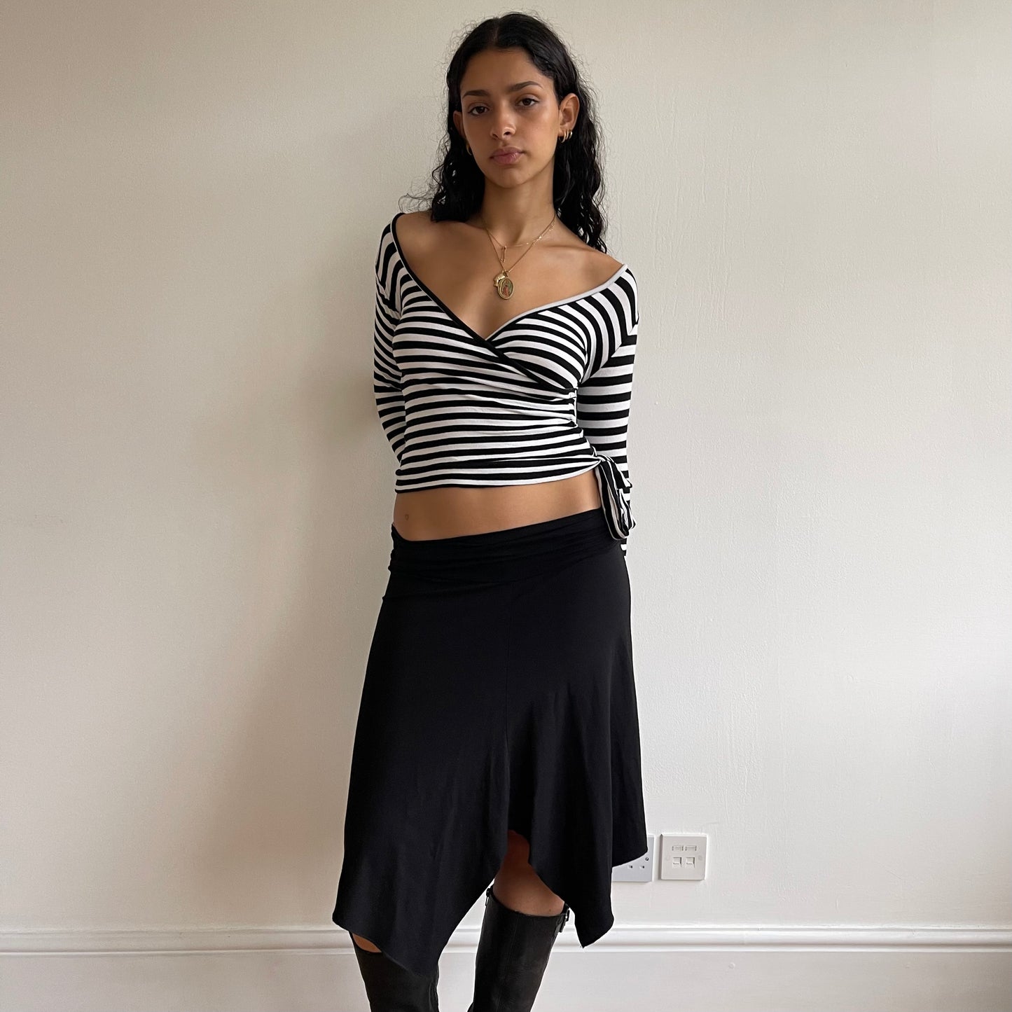 Black and white stripe ballet top - Size S