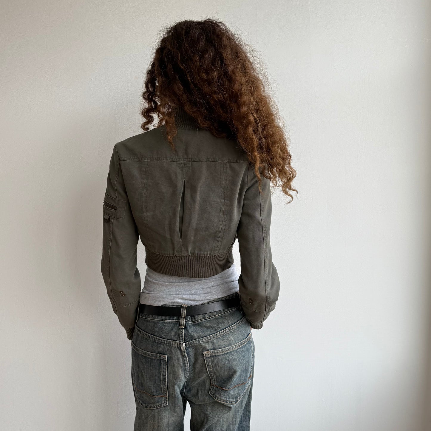 Khaki cargo cropped jacket - Size S