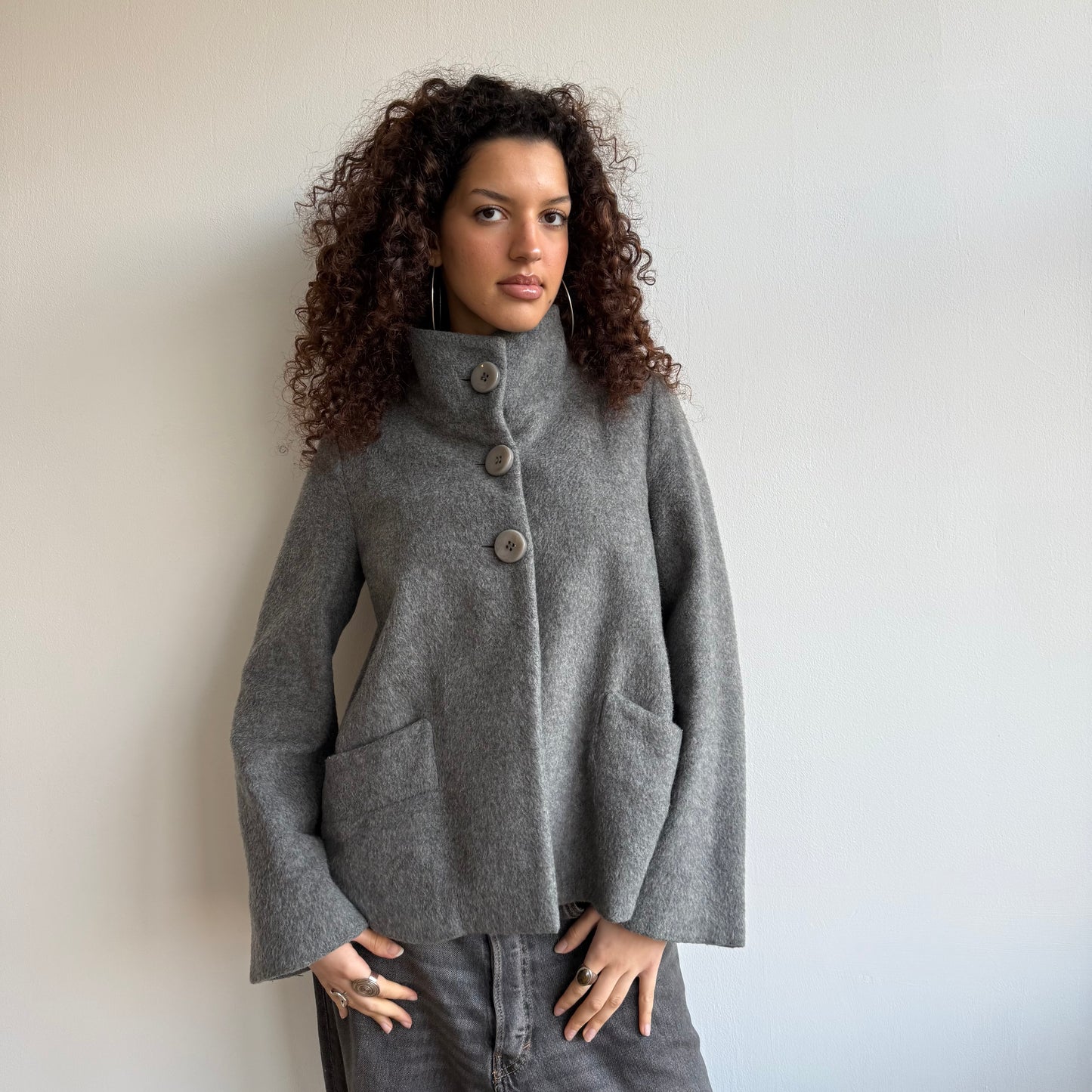 Grey wool peacoat - Size M