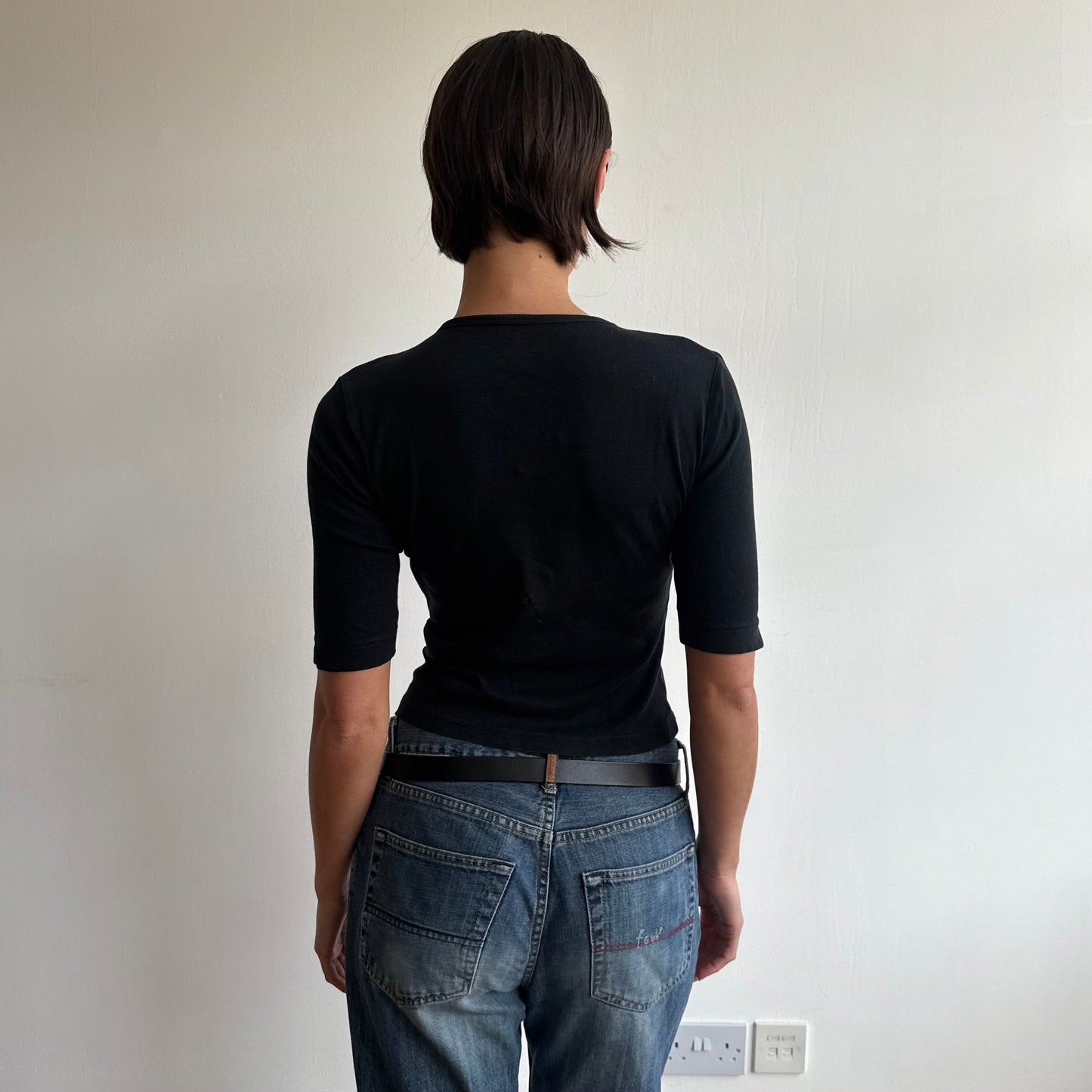 Black 3/4 length sleeve top - Size S