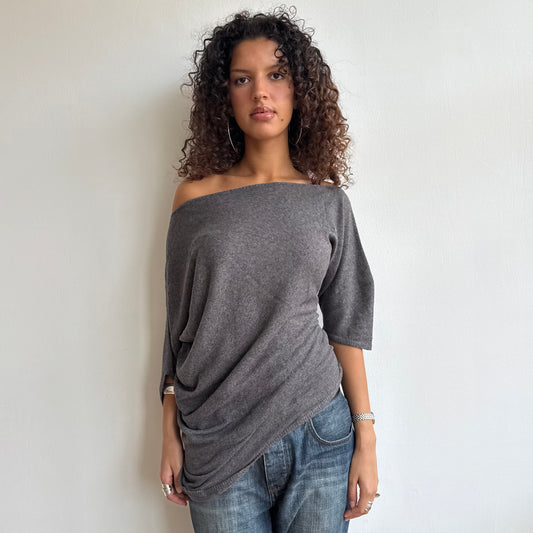 Grey/brown asymmetric jumper - Size M