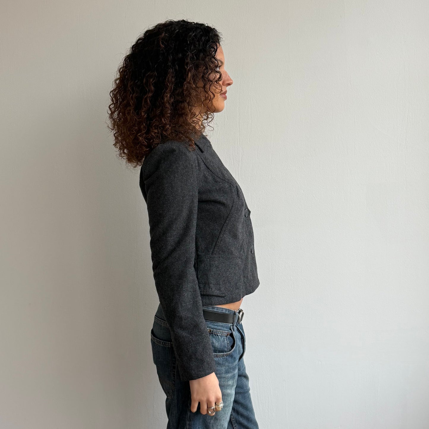 Grey asymmetric peacoat - Size S