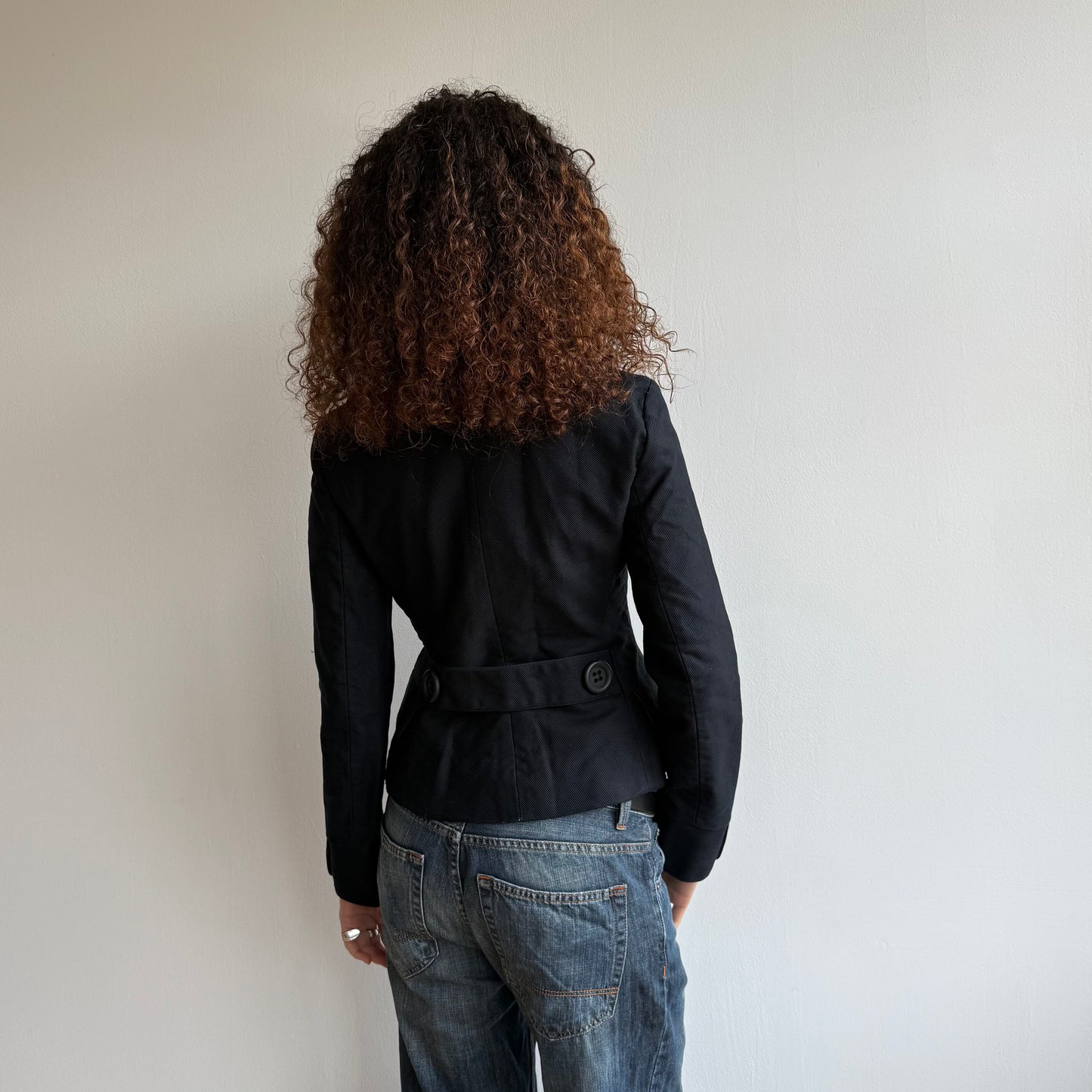 Black double breasted peacoat - Size S/M