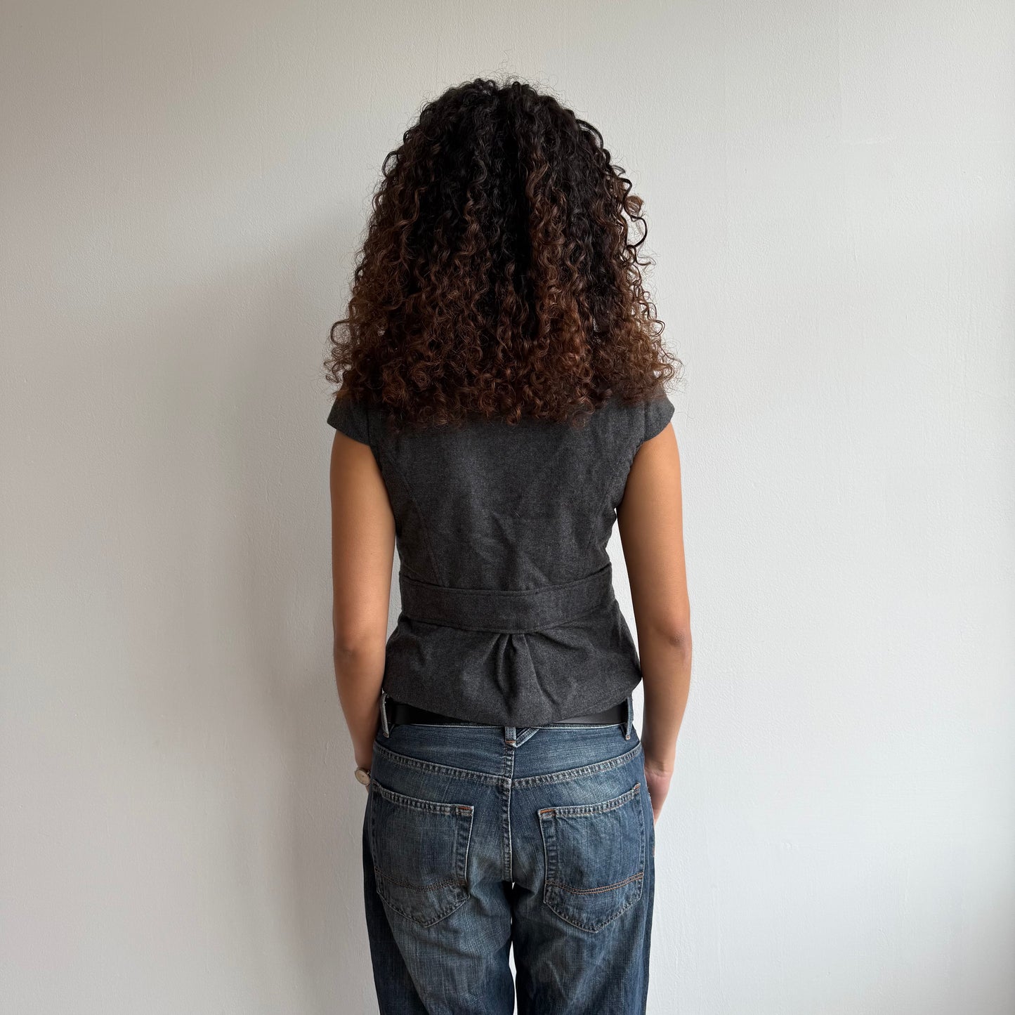 Grey short sleeve peacoat - Size S